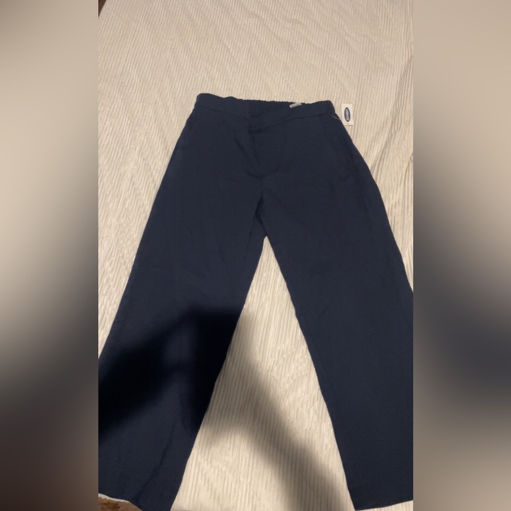 Dark blue wide leg cropped pant